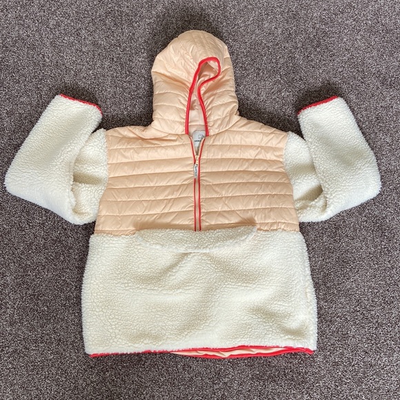 Ivory Ella puffer sherpa jacket pullover half zip coat - Picture 1 of 10